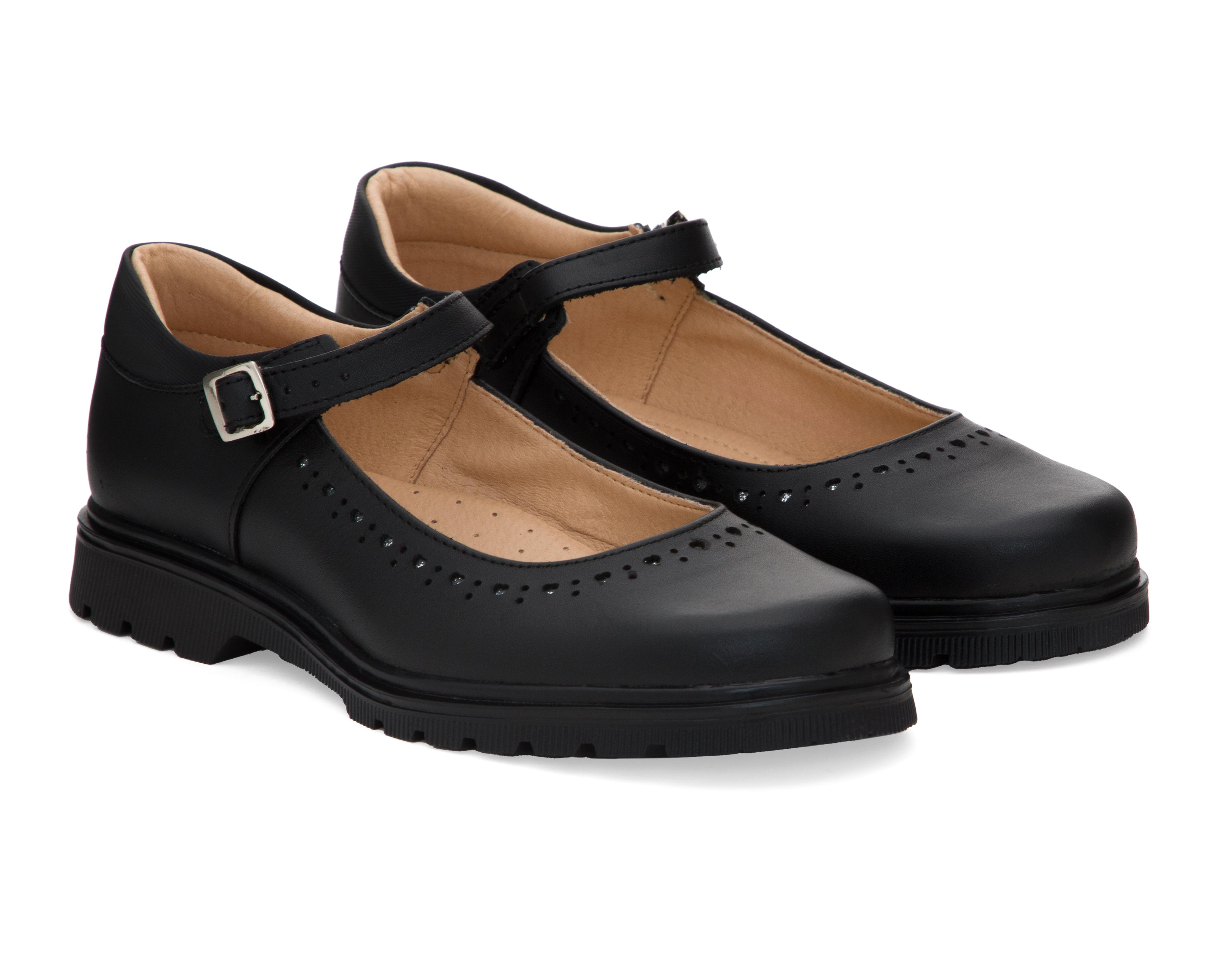 Zapatos Escolares Grafito de Piel para Niña